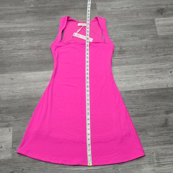 Qinsen Azalea Pink Sleeveless Square Neck Mini Stretchy A Line Dress BNWT - Picture 9 of 10